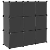 ZNTS Storage Cube Organiser with 9 Cubes and Doors Black PP 340558