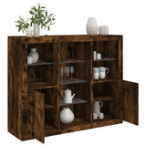 Sideboards with LED Lights 3 pcs Smoked Oak Engineered Wood 3209125