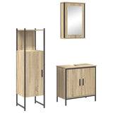 Bathroom Furniture Set with Shelf 3 pcs Brown Engineered wood 3345149