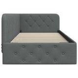 Corner Bed Frame with Headboard Dark Grey 90 x 200 cm Fabric 42016496
