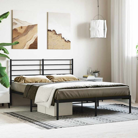 Metal Bed Frame without Mattress with Headboard Black 120x190cm 352316