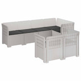 7-Seater Garden Sofa with Cushions Rattan Look PP White 3444151
