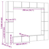 Wall Mounted TV cabinets 8 pcs Old Wood Engineered Wood 3328955