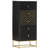 Drawer Cabinet Black and Gold 45x30x105 cm Solid Mango Wood 286513