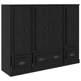 Highboard with Drawer 3 pcs Black Oak Engineered Wood 3402673