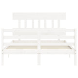Bed Frame without Mattress White 140x200 cm Solid Wood 3195157