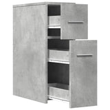 Narrow Bathroom Cupboard with Wheels Concrete Grey Engineered Wood 855280