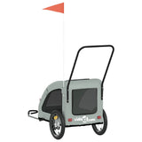 Pet Bike Trailer Grey Oxford Fabric and Iron 93979
