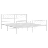Metal Bed Frame without Mattress with Footboard White 180x200cm 372250