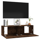 TV Wall Cabinet Smoked Oak 100x30x30 cm Engineered Wood 815096