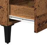 Bed Cabinet with Metal Legs Old Wood 40x35x69 cm 856424