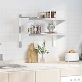 2-Tier Wall Shelf 75x40x60 cm Silver Stainless Steel 30312