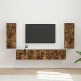 TV Wall Cabinet Set 4 pcs Smoked Oak Engineered Wood 3408921