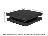 Black Square High Gloss Coffee Table with 360&deg Rotating Top, Tea Table with LED light, 70x70x36 WF324655BAA