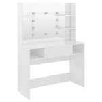 Makeup Table with LED Lights 100x40x135 cm MDF Shining White 331539