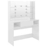 Makeup Table with LED Lights 100x40x135 cm MDF Shining White 331539