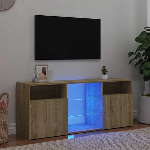 TV Cabinet with LED Lights Sonoma Oak 120x30x50 cm 804304