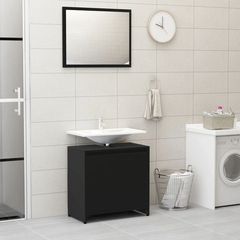ZNTS Bathroom Furniture Set Black Engineered Wood 802652