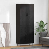 Highboard 2 pcs Black Oak Engineered Wood and Glass 3416112
