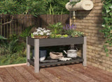 Garden Raised Bed with Shelf Grey 100x50x75 cm WPC 362569