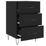 ZNTS Bedside Cabinet Black 40x40x66 cm Engineered Wood 827653