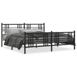 Metal Bed Frame without Mattress with Footboard Black 193x203cm 376348