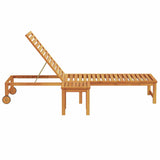 Sun Lounger Reclining Brown 53 x 202 x 89cm Solid Acacia wood 4108107