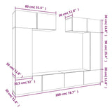6 Piece TV Cabinet Set White Engineered Wood 3114462