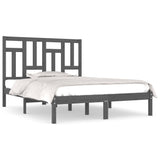 Bed Frame Grey Solid Pinewood 200 x 200 cm Sleek Bed Frame 3104565