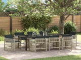 Garden Dining Set 9 pcs Light Grey Poly Rattan 3380792