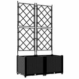 Garden Planter 2 pcs Black 80 x 40 x 143 cm Plastic 42002838