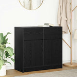 Sideboard with Drawer Black Oak 80x34x76 cm Engineered Wood 861536