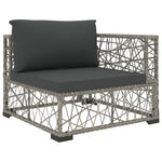 5 Piece Garden Lounge Set with Cushions Poly Rattan Grey 46813