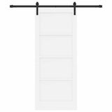 Sliding Door White and Black 83 x 202 cm Solid Pine Wood 3333169