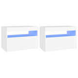 Bedside Cabinet & LED Lights 2 pcs White 60x35x40 cm Engineered Wood 3082775