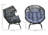 String Rattan Egg Chair, with Padded Seat Cushion - Grey/Black T3398P320126