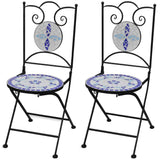 Garden Chair Set of 2 Blue and White Powder-coated iron and ceramic 41531