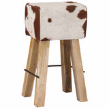 Bar Stool 2 pcs Brown and White 44 x 33 x 74 cm Real Leather 42042125