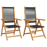 Garden Chairs 2 pcs Black Solid Wood Acacia and Polypropylene 367654