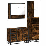 3 Piece Bathroom Furniture Set Smoked Oak Engineered Wood 3301172