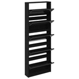 Shoe Cabinet with Mirror 5-Layer Black 63x17x169.5 cm 3228280