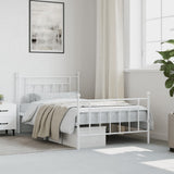 Bed Frame White Powder-Coated Steel Single Bed Frame 353599