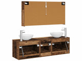 Bathroom Furniture Set 4 pcs Old Wood Engineered Wood and Glass 3406709