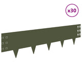 Lawn Edging 30 pcs 100 x 25 cm Steel Olive Green 8008613