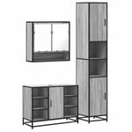 ZNTS 3 Piece Bathroom Furniture Set Grey Sonoma Engineered Wood 3301123