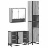 ZNTS 3 Piece Bathroom Furniture Set Grey Sonoma Engineered Wood 3301123