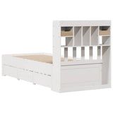 Bookcase Bed without Mattress White 90x200 cm Solid Wood Pine 3308970