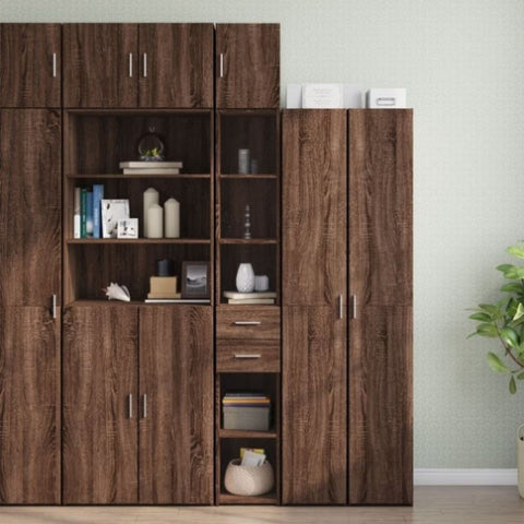 Slim Storage Cabinet Brown Oak 30x42.5x225 cm Engineered Wood 3281272