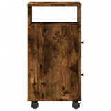 Narrow Bathroom Cabinet with Wheels Smoked Oak Engineered Wood 855236