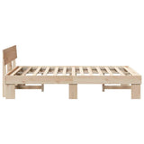 Bed Frame with Headboard Natural 135 x 190 cm Solid Pine Wood 872575